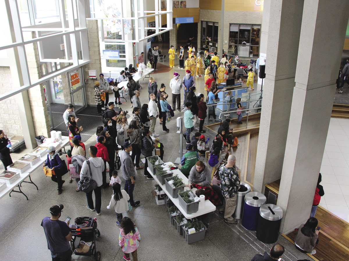 Aerial image of residents partaking in activities at the 10th Anniversary event